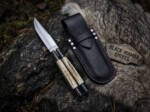 Handmade D2 Steel Balisong Knife| Bone & Black Horn Bolster Handle | Premium Butterfly Knife with Leather Sheath | BMK-713