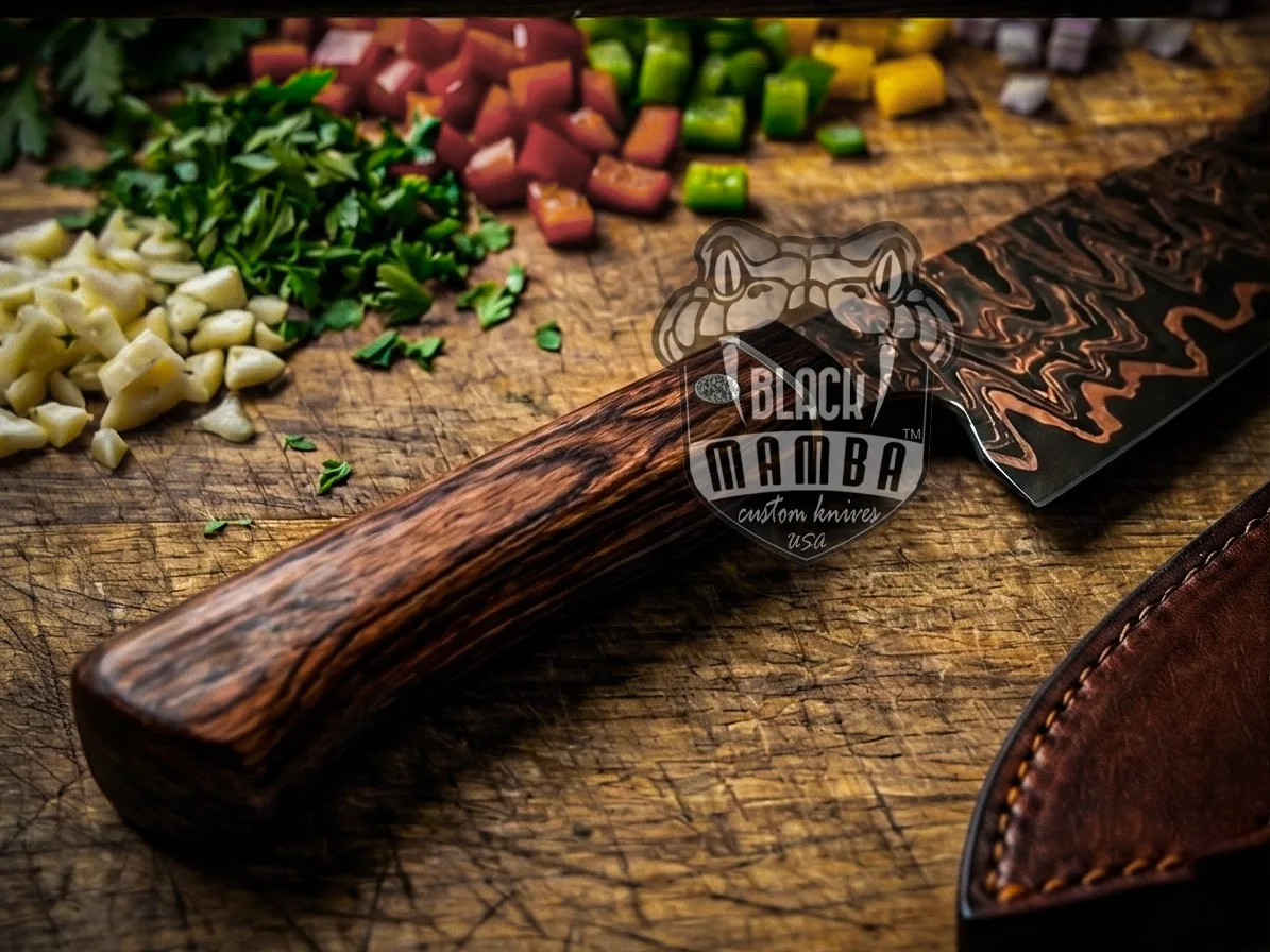Copper – Damascus Chef Knife, 13″ Overall, Rose Wood Handle - view 3