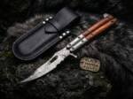 Handmade Damascus Steel Balisong Knife | Rose Wood & Damascus Steel Bolsters Handle | Premium Butterfly Knife with Leather Sheath | Personalized Gift | BMK-726