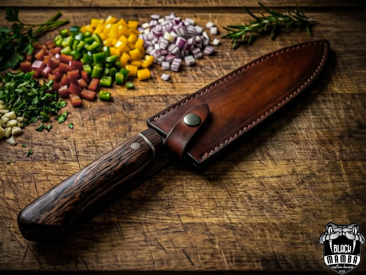 Copper – Damascus Chef Knife, 13″ Overall, Rose Wood Handle - view 4