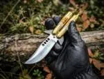 Filipino Balisong Butterfly Knife - Handmade D2 Steel Balisong & | Bone & Brass Bolster