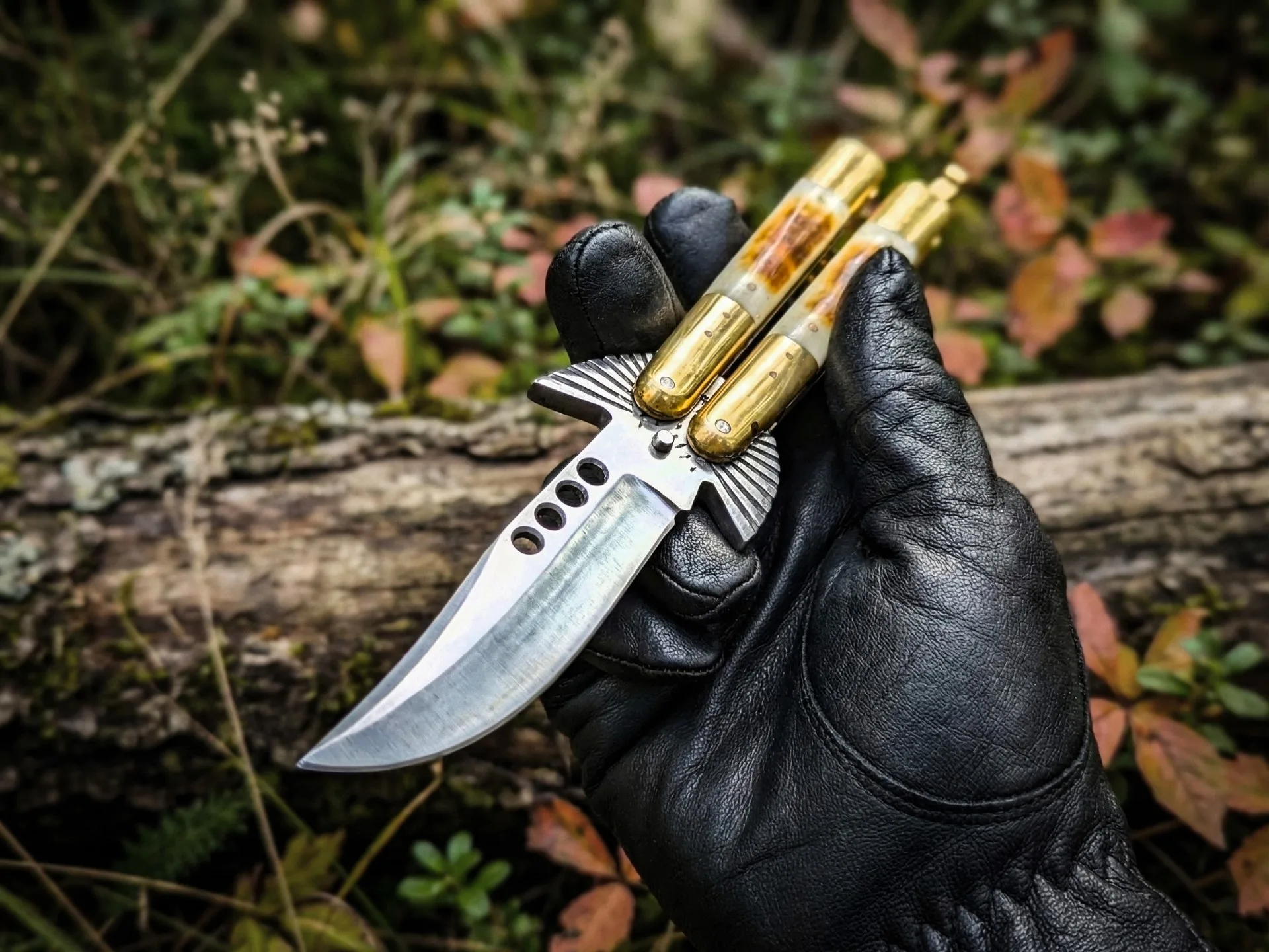 Filipino Balisong Butterfly Knife - Handmade D2 Steel Balisong & | Bone & Brass Bolster