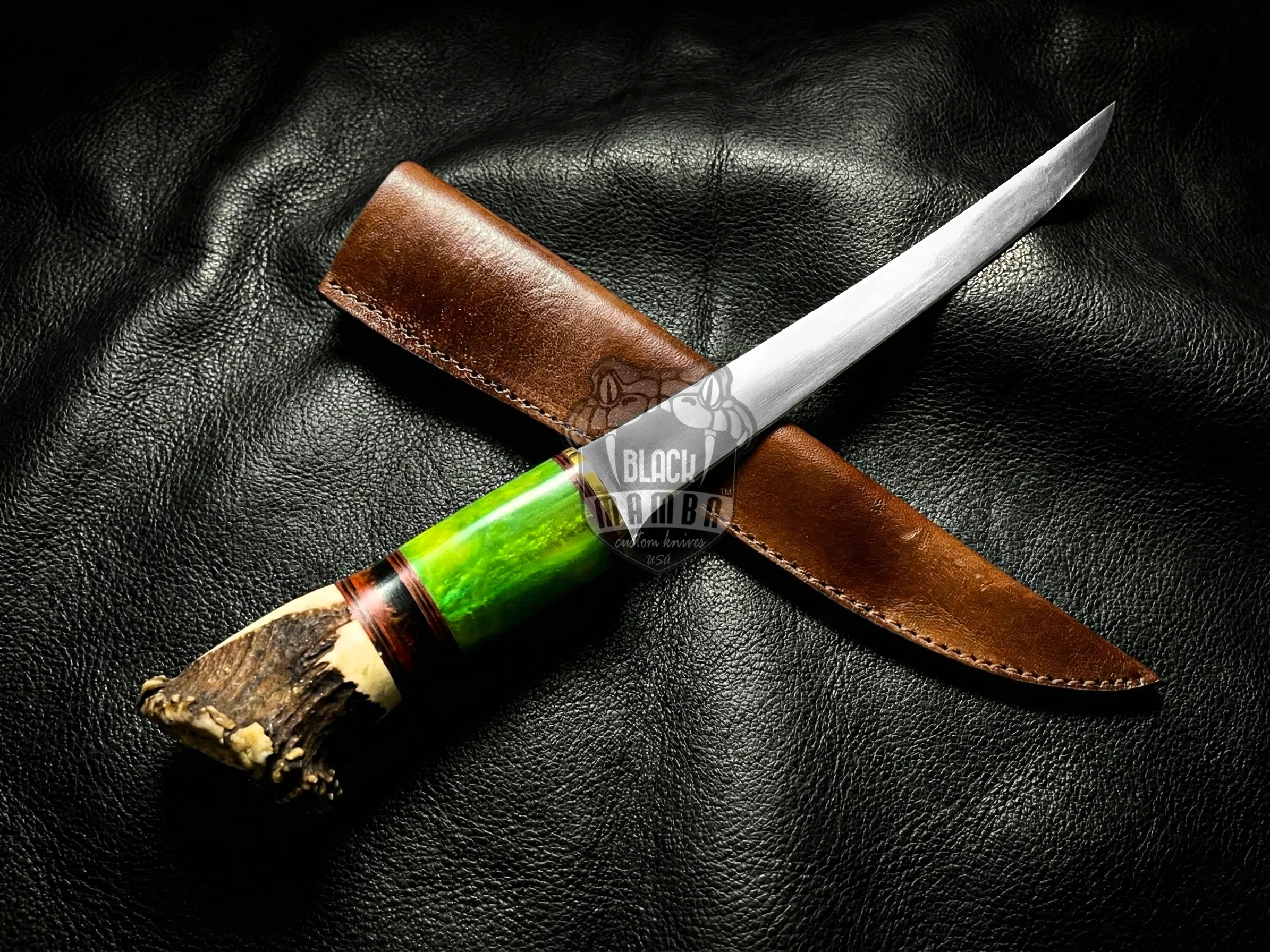 Handmade Hunting and Fillet Knife with Leather Sheath & Stag Handle – Premium Personalized Gift | BMK-722 - view 4