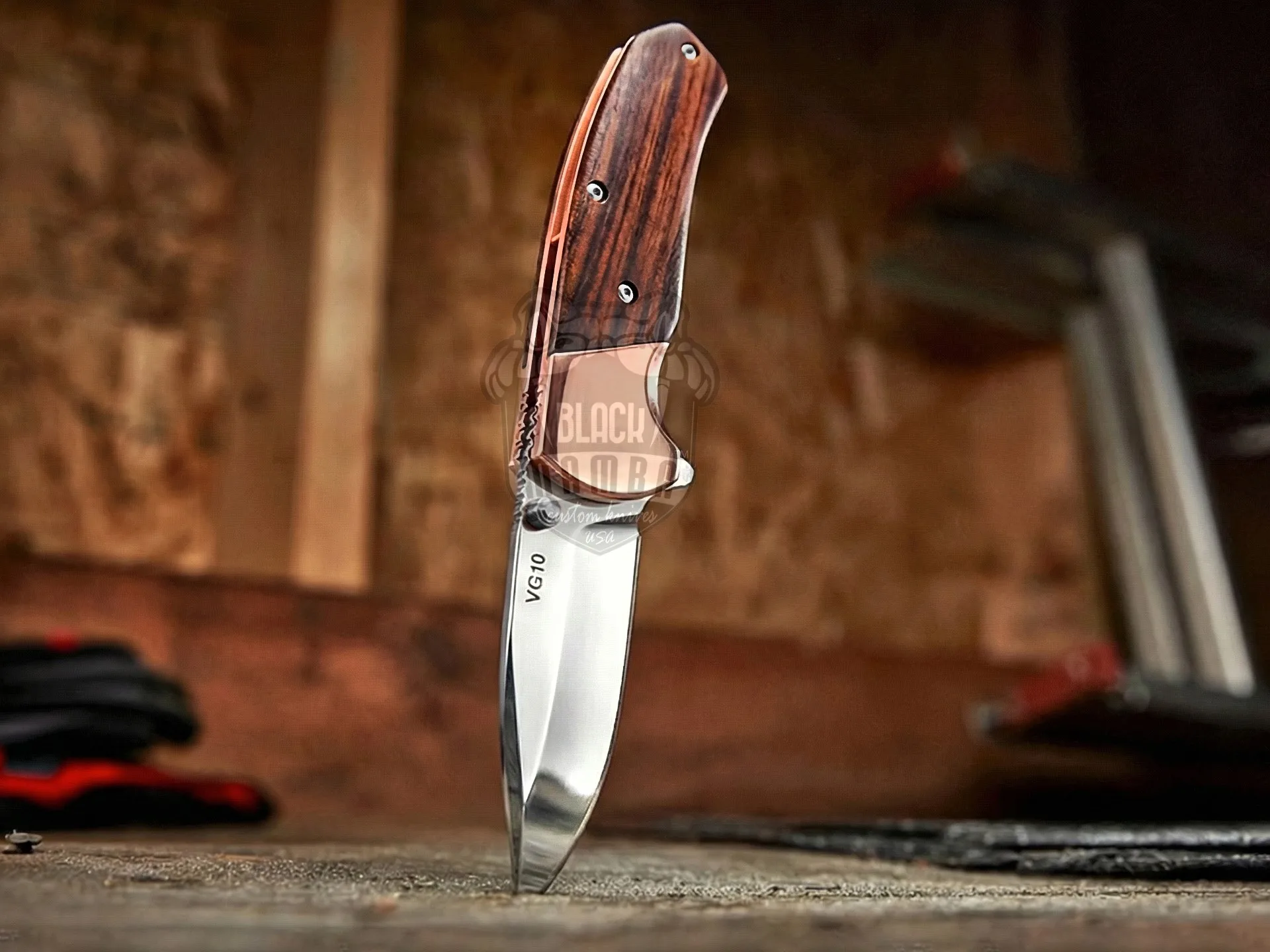 Signature - Hand-Forged Folding Pocket Knife, 7″ Overall, Rose Wood Handle | BMK-718
