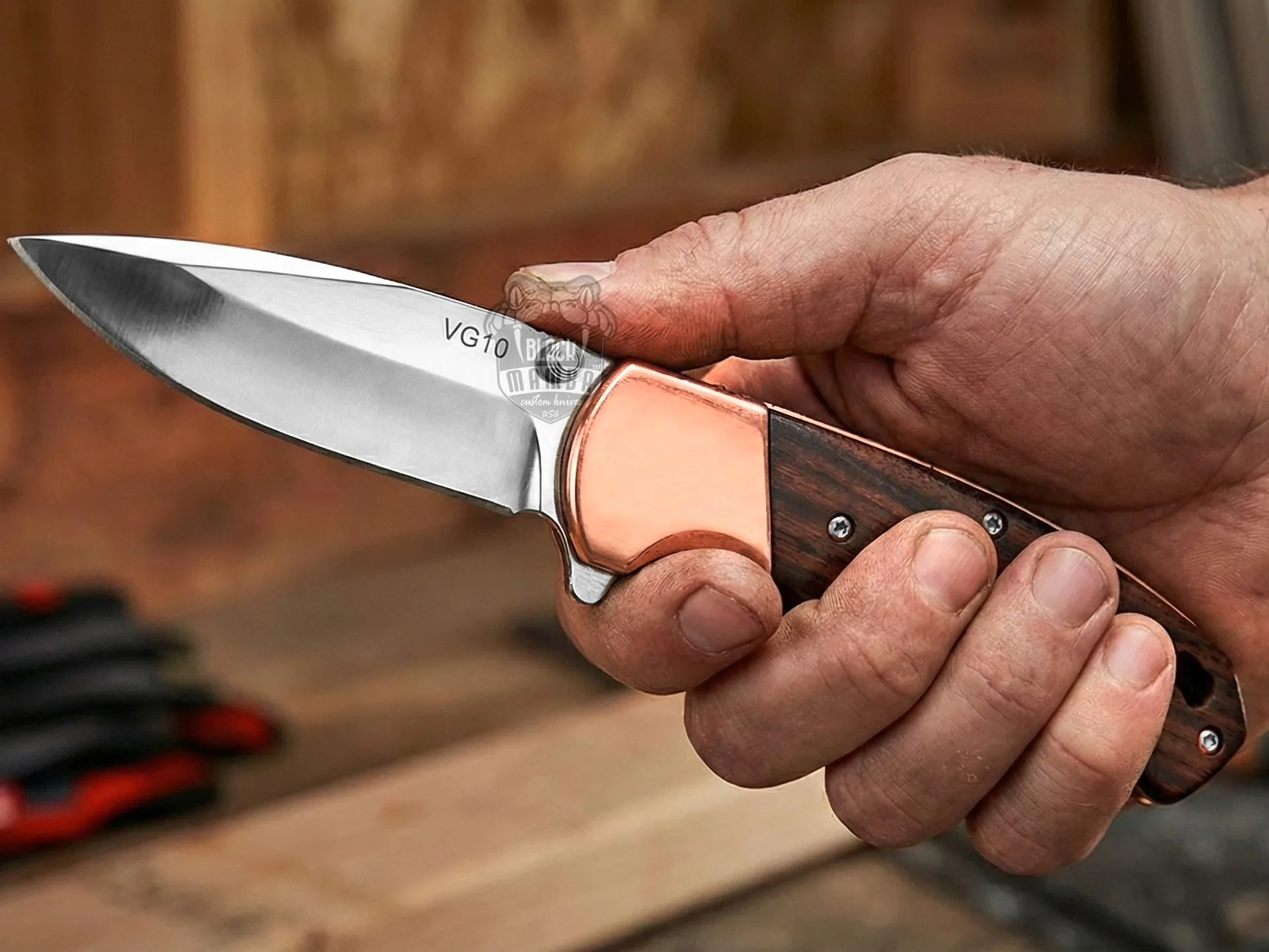 Signature - Hand-Forged Folding Pocket Knife, 7″ Overall, Rose Wood Handle | BMK-718 - view 3