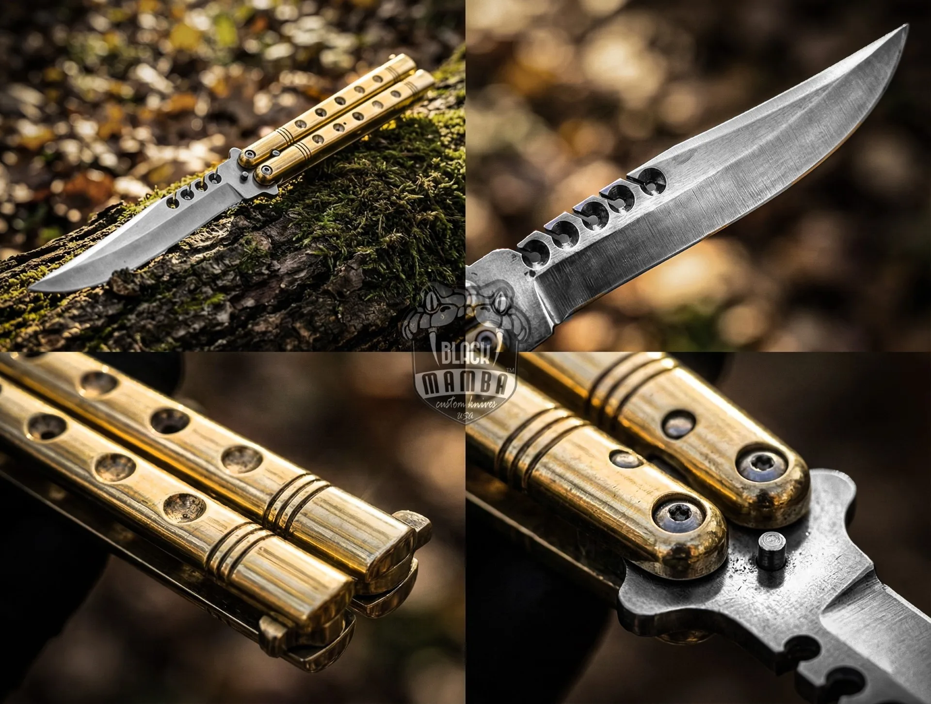 Handmade D2 Steel Balisong Knife| Brass Handle | Premium Butterfly Knife with Leather Sheath Custom Gift for Him | Collector Blade | BMK-711 - view 4
