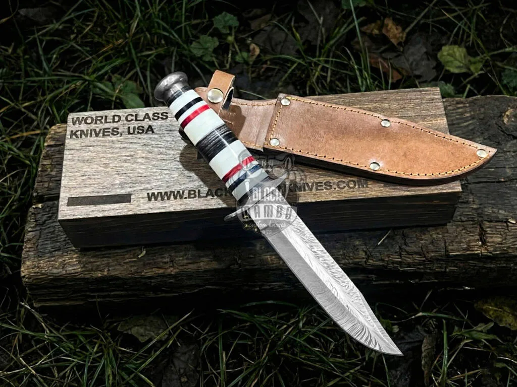 Feather Hunting - Damascus Hunting Knife, 12″ Overall