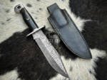 BMK-719 Handmade Damascus Steel Hunting Knife| Buffalo Horn and Steel Bolster Handle | Premium Hunting Knife with Leather Sheath Personalized Gift ,Gift For Him & Her