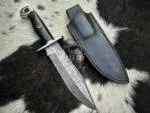 Hunting - Damascus Hunting Knife, 12″ Overall, Buffalo Horn Handle