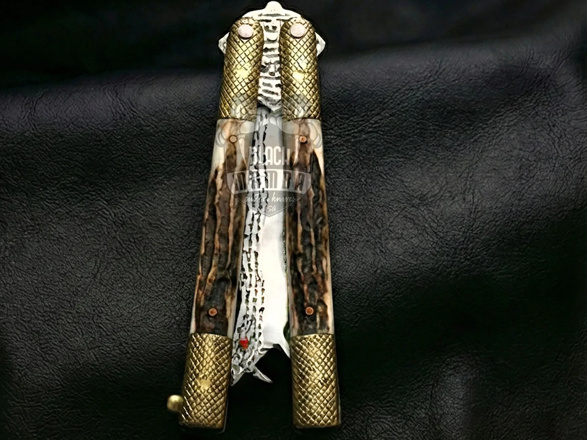 D2 Steel Balisong Butterfly Knife – Snake Blade, Stag Handle | BMK-708 - view 5