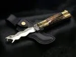 Filipino Balisong Butterfly Knife - Hand Forged D2 Steel Balisong Snake Blade & | Stag & Brass Engraved Bolsters