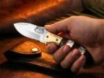 BMK-715 Handmade VG10 Stainless Steel Folding Knife  Rosewood Handle with Pearl Shell & Brass Bolster | Premium Folding Knife with Leather Sheath
