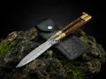 Filipino Balisong Butterfly Knife - Handmade Damascus Steel Double Edge Balisong & | Rose Wood & Brass Bolster