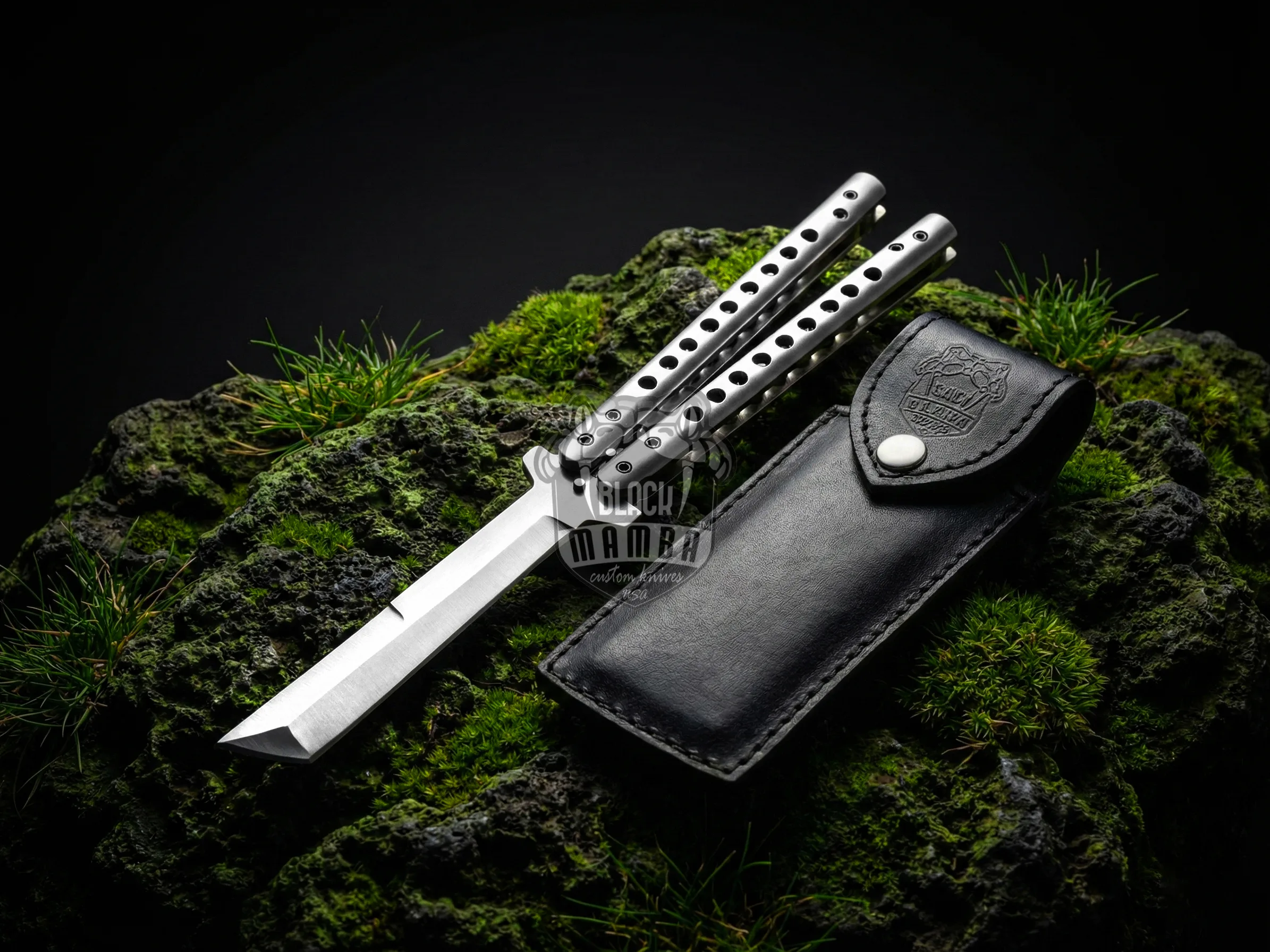 Handmade D2 Steel Balisong Knife | Premium Butterfly Knife with Leather Sheath | Personalized Gift for Him & Her | BMK-732