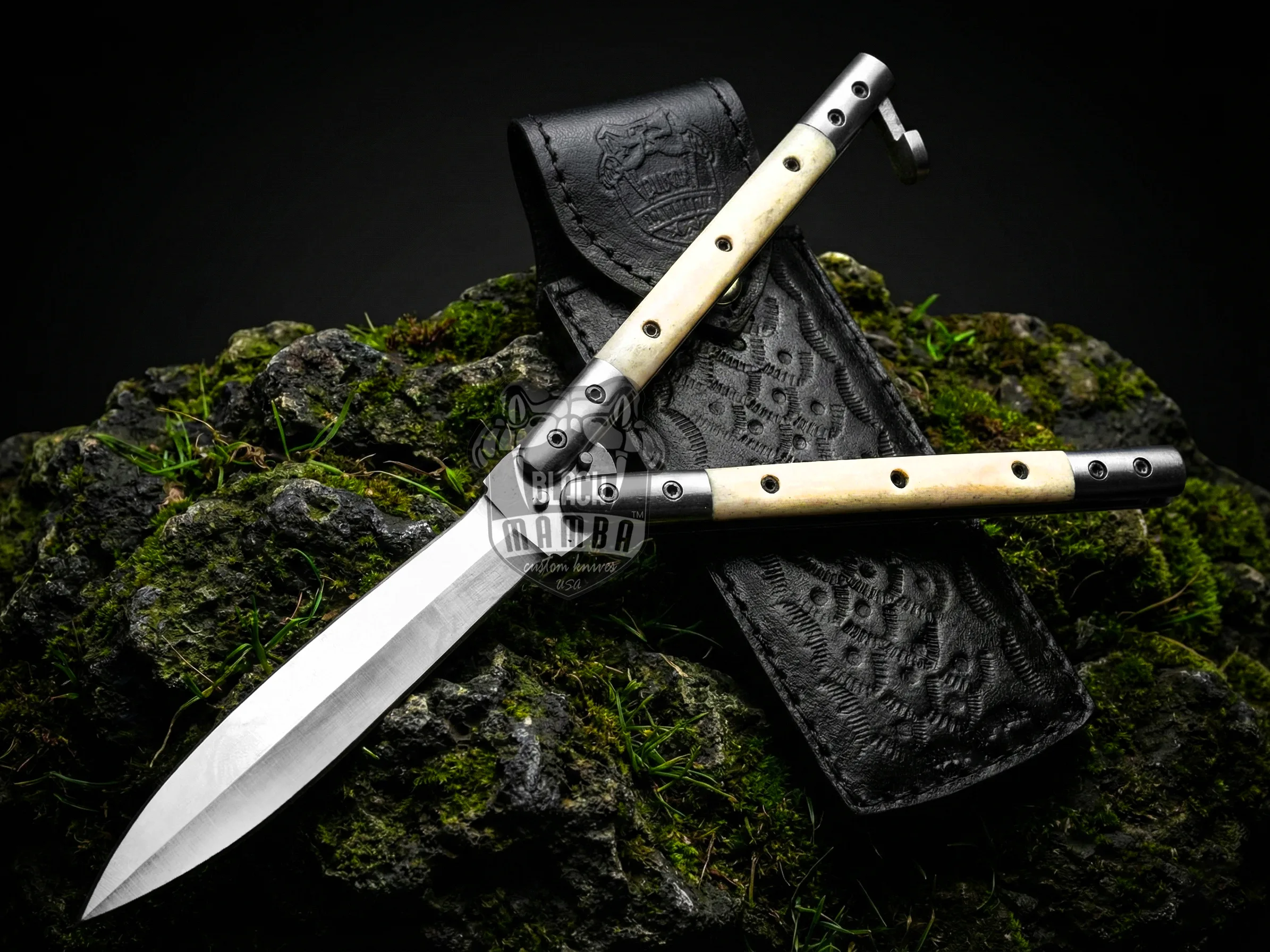 Filipino Balisong Butterfly Knife - Handmade D2 Steel Balisong & | Bone & Steel Bolster