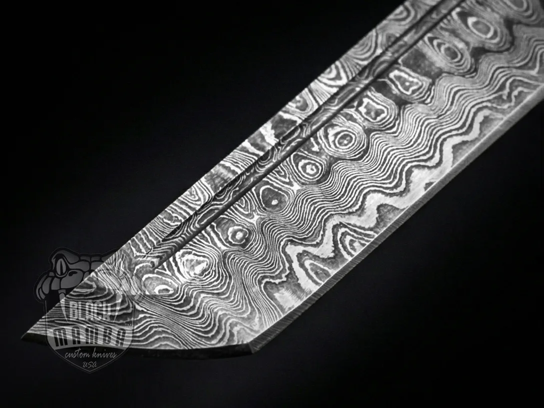 Damascus Balisong Butterfly Knife – Tanto Blade, Stag | BMK-738 - view 5