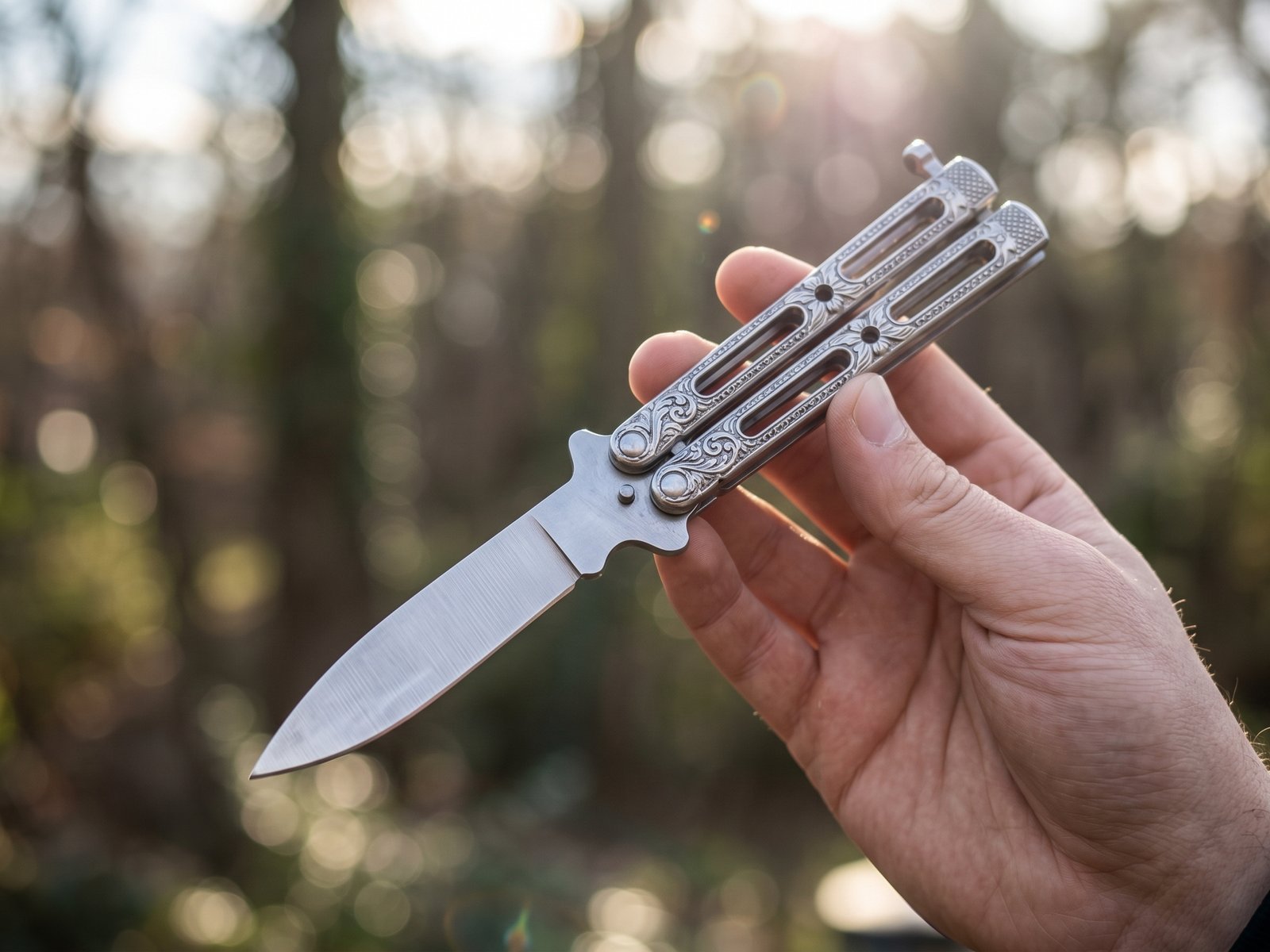 Handmade D2 Steel Balisong Knife | Hand Engraved Handle | Premium Butterfly Knife with Leather Sheath Personalized Gift | BMK-731