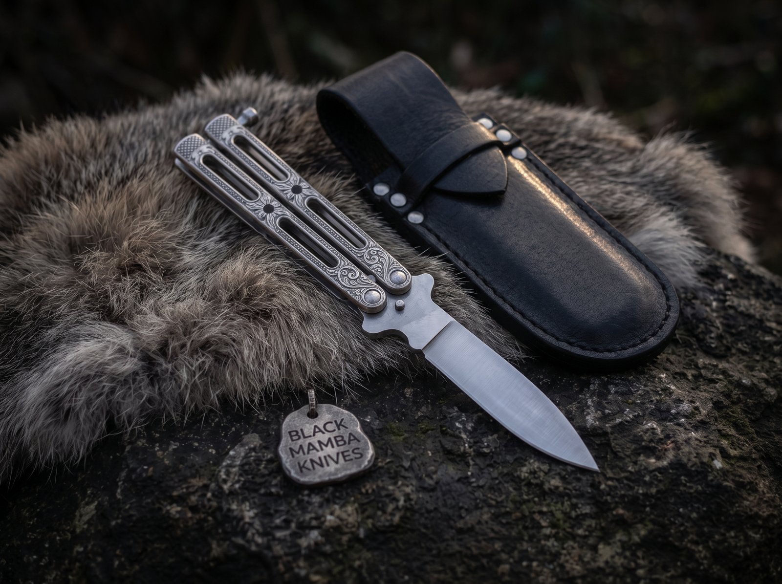 Handmade D2 Steel Balisong Knife | Hand Engraved Handle | Premium Butterfly Knife with Leather Sheath Personalized Gift | BMK-731 - Image 2
