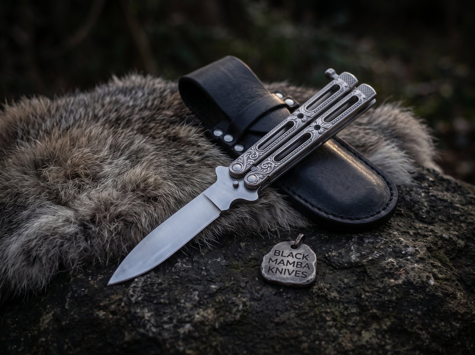 Handmade D2 Steel Balisong Knife | Hand Engraved Handle | Premium Butterfly Knife with Leather Sheath Personalized Gift | BMK-731 - Image 3