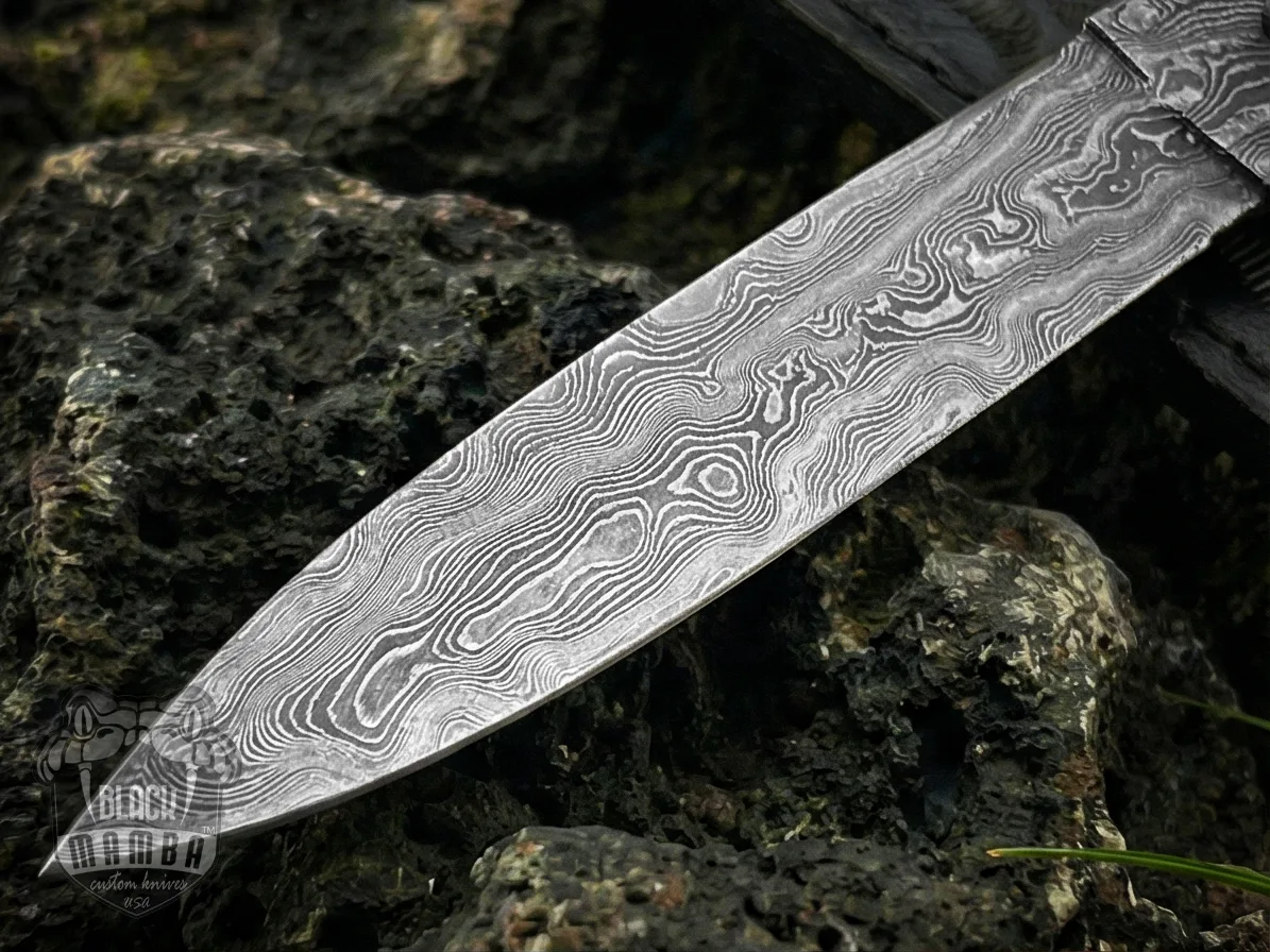 Damascus Filipino Balisong Butterfly Knife – Double Edge, Rose Wood | BMK-728A - view 6