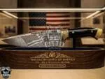 Gold - Damascus Hunting Knife, 12″ Overall, Buffalo Horn Handle