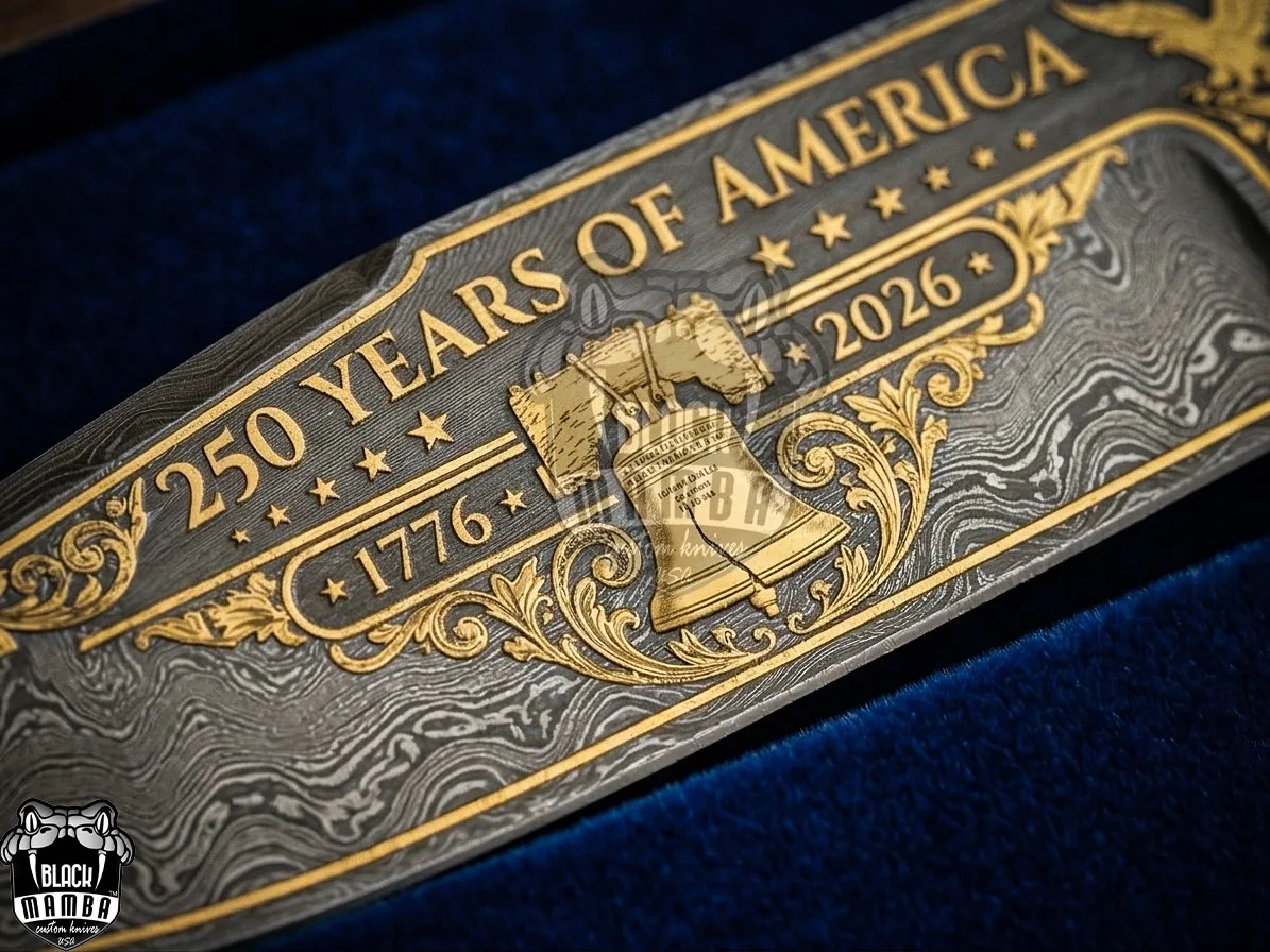 Handmade Damascus Steel Gold Plated Hunting Knife Buffalo Horn Handle with Leather Sheath | Personalized Gift for Him & Her | BMK-739 - view 2
