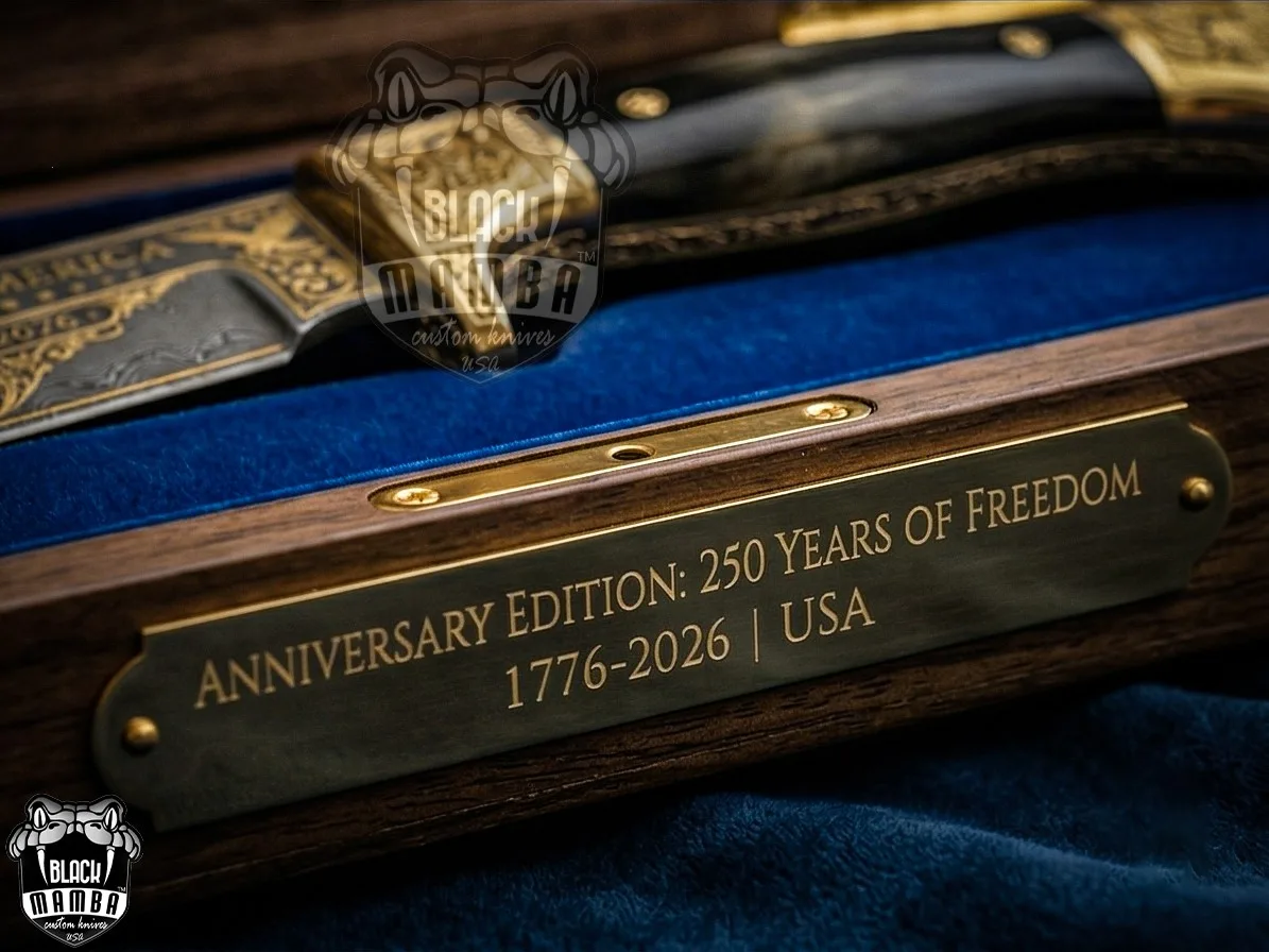 Handmade Damascus Steel Gold Plated Hunting Knife Buffalo Horn Handle with Leather Sheath | Personalized Gift for Him & Her | BMK-739 - view 4