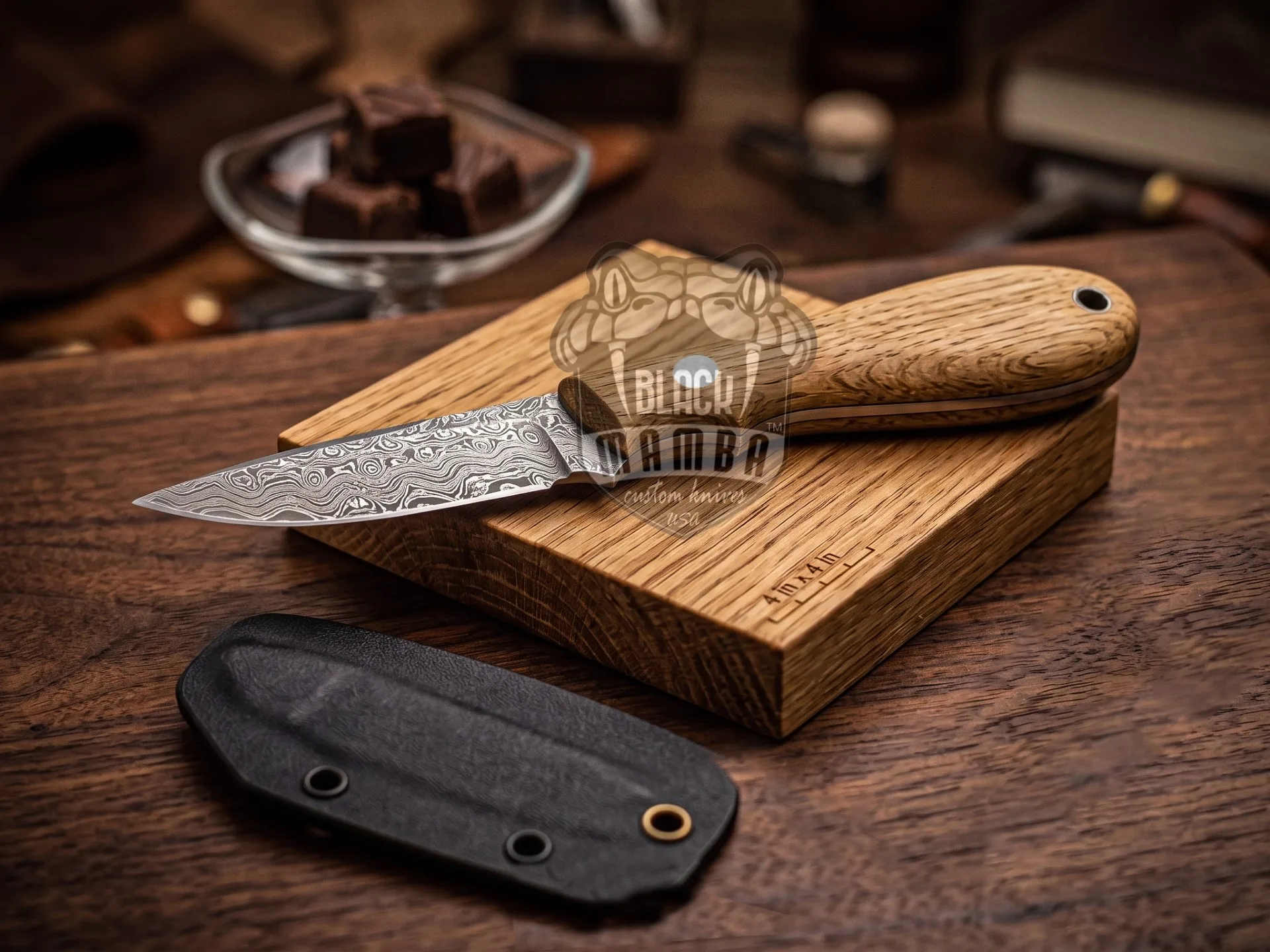 Fudge - Damascus Chef Knife, 7″ Overall, Olive Wood Handle