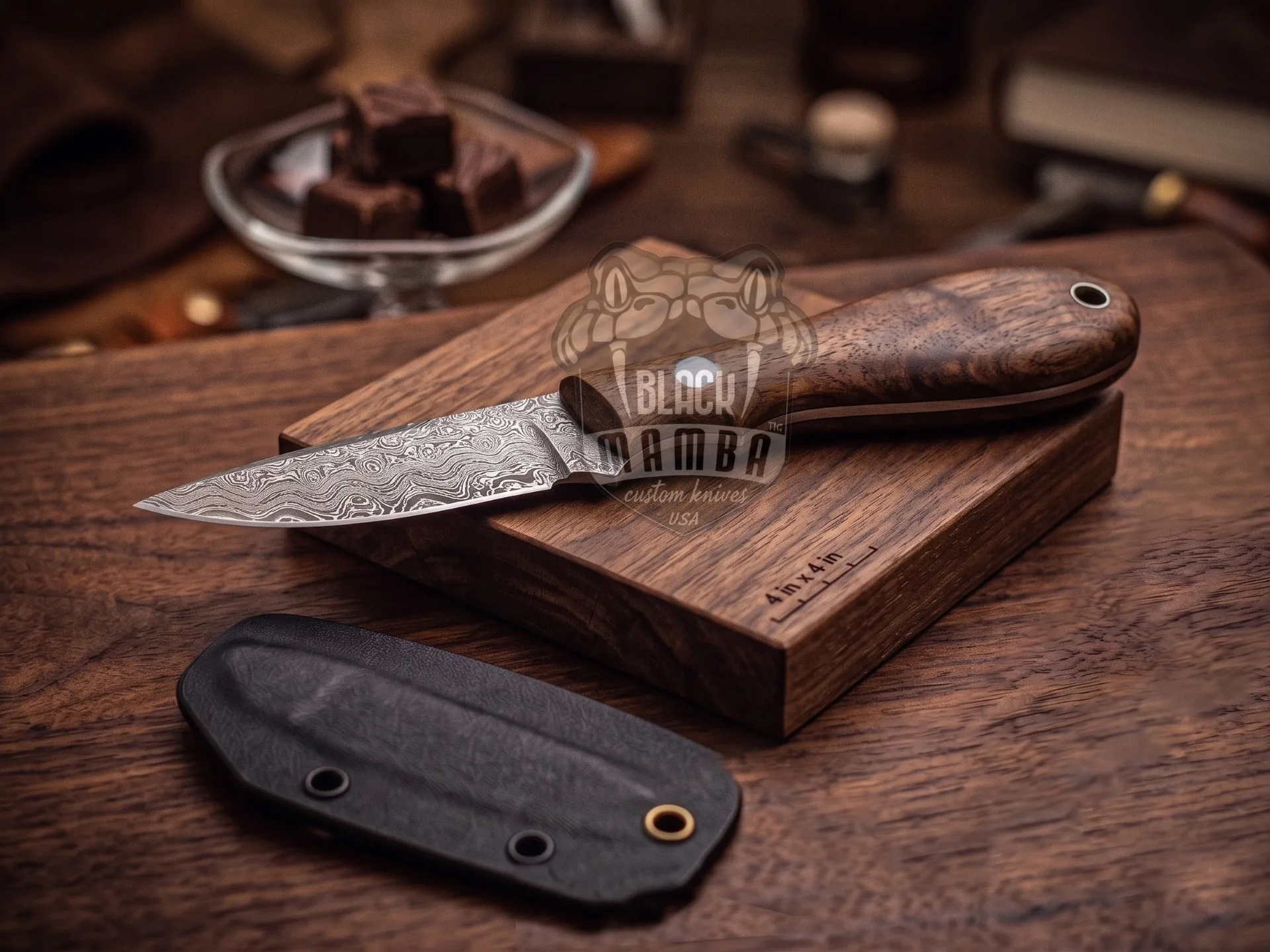 Fudge - Damascus Chef Knife, 7″ Overall, Rose Wood Handle | BMK-1106 - view 2