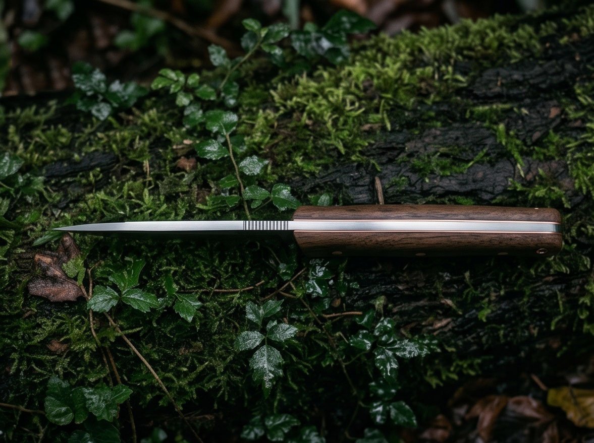 Hazel Drift Handmade D2 Steel Drop Point Ladies Knife with Walnut Wood Handle & White Leather Sheath | Women’s Everyday Knife | BMK-1203 - view 2
