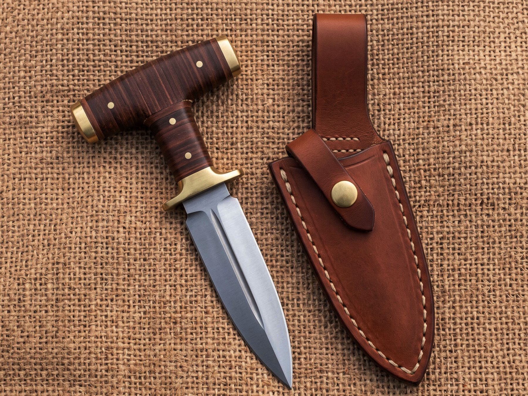 Brass Sentinel Handmade D2 Steel Push Dagger with Stacked Leather Handle, Brass Guard & Pommel | Traditional Collector Knife | BMK-1202 - view 2