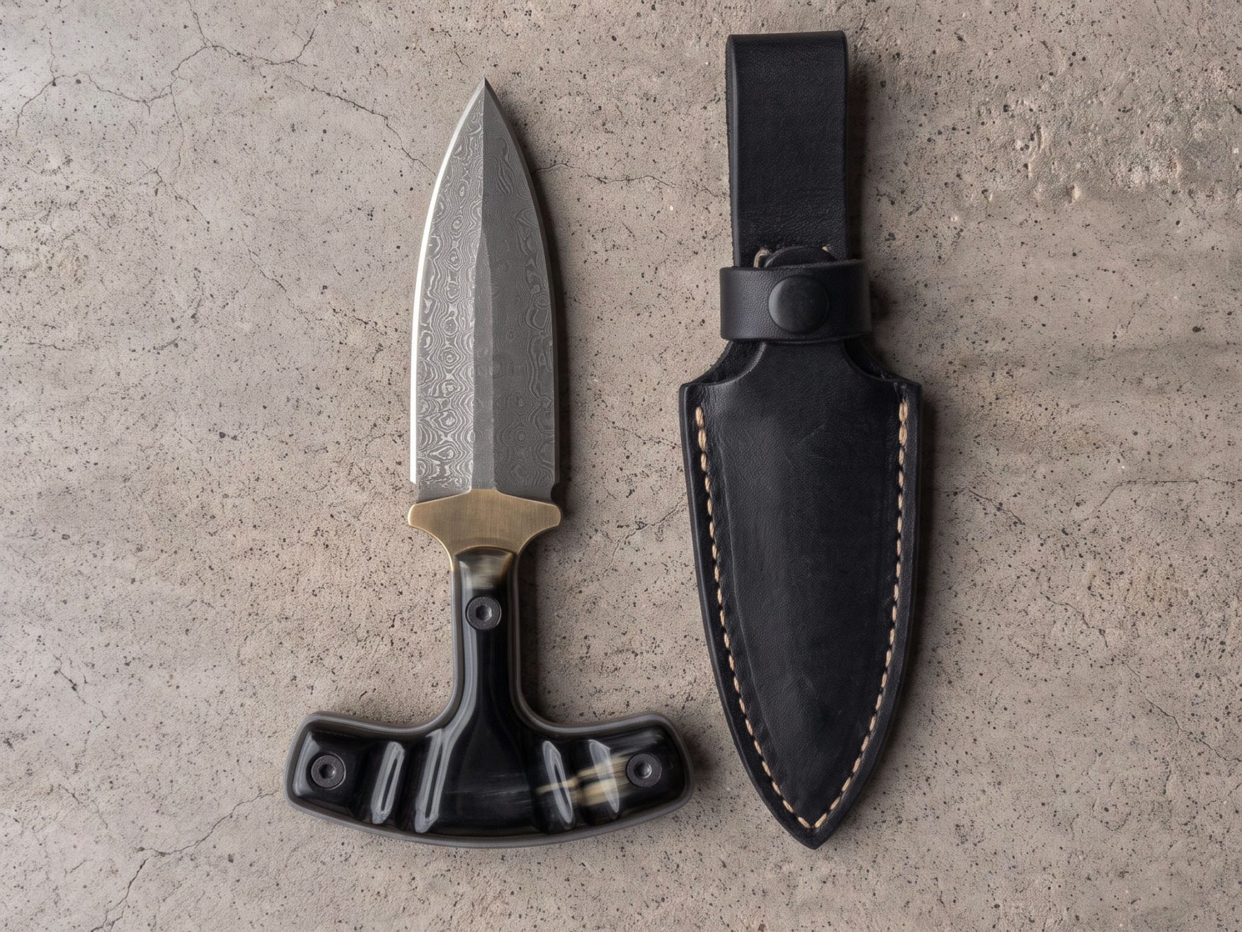 Blackhorn Handmade High Carbon Steel Push Dagger with Buffalo Horn Handle & Leather Sheath | Traditional EDC Knife | BMK-1200 - view 2
