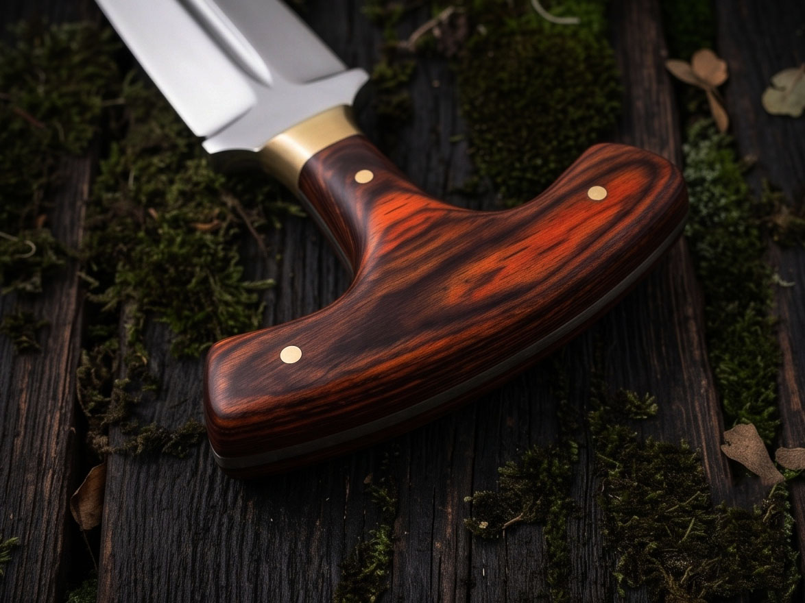 Bronze Fist Handmade D2 Steel Mirror Polished Push Dagger with Rosewood Handle, Brass Bolster & Leather Sheath | Classic EDC Knife | BMK-1194 - view 3