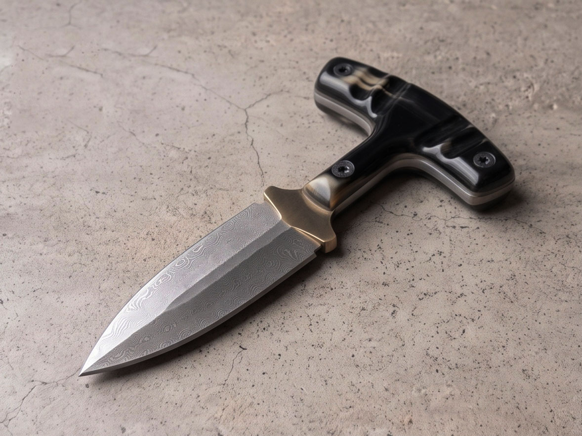 Blackhorn Handmade High Carbon Steel Push Dagger with Buffalo Horn Handle & Leather Sheath | Traditional EDC Knife | BMK-1200 - view 3