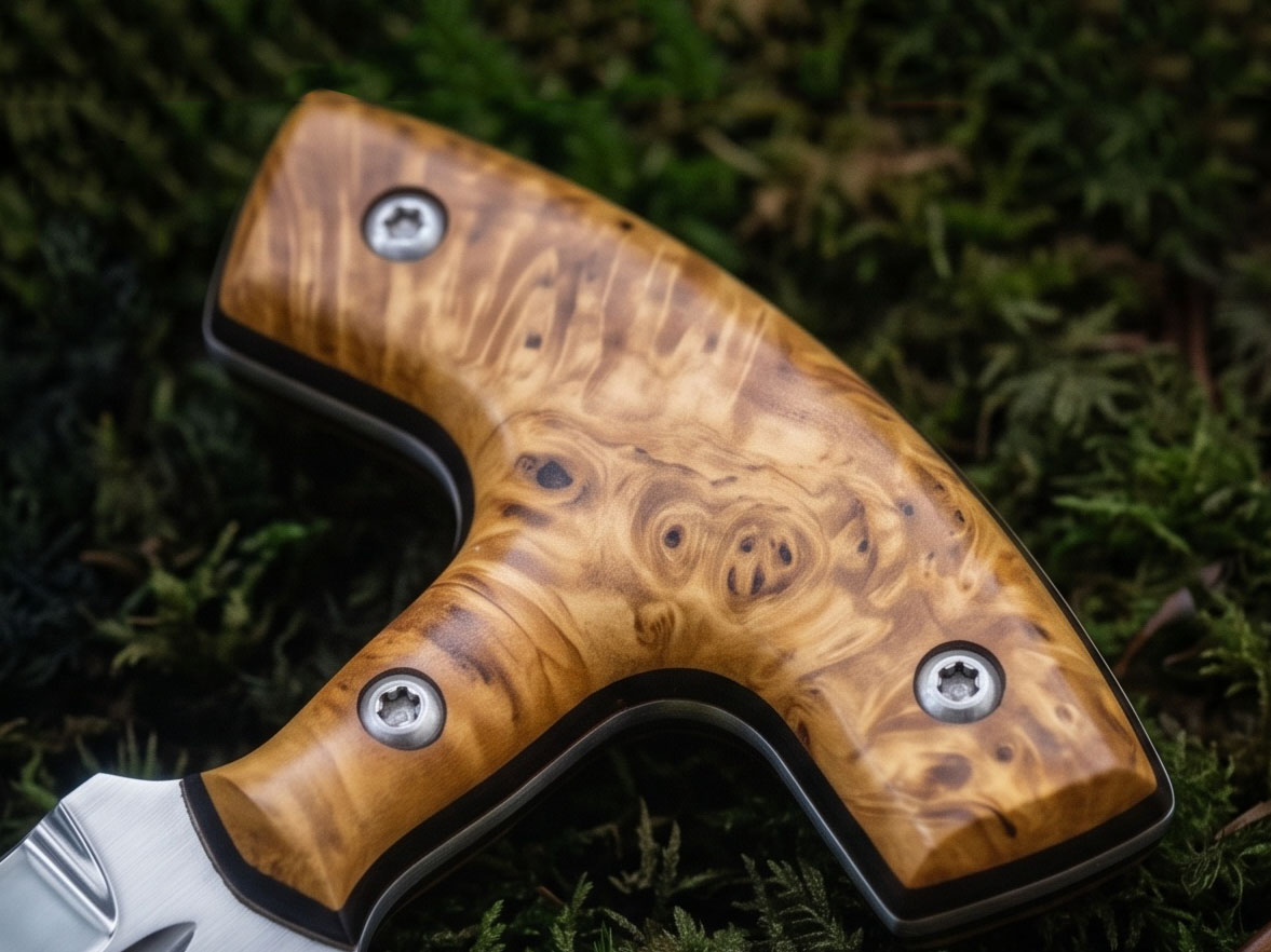 Snowburl Handmade D2 Steel Mirror Polished Push Dagger with Stabilised Burl Wood Handle & Leather Sheath | Collector EDC Knife | BMK-1198 - view 3