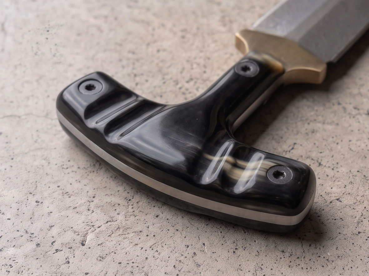 Blackhorn Handmade High Carbon Steel Push Dagger with Buffalo Horn Handle & Leather Sheath | Traditional EDC Knife | BMK-1200 - view 4