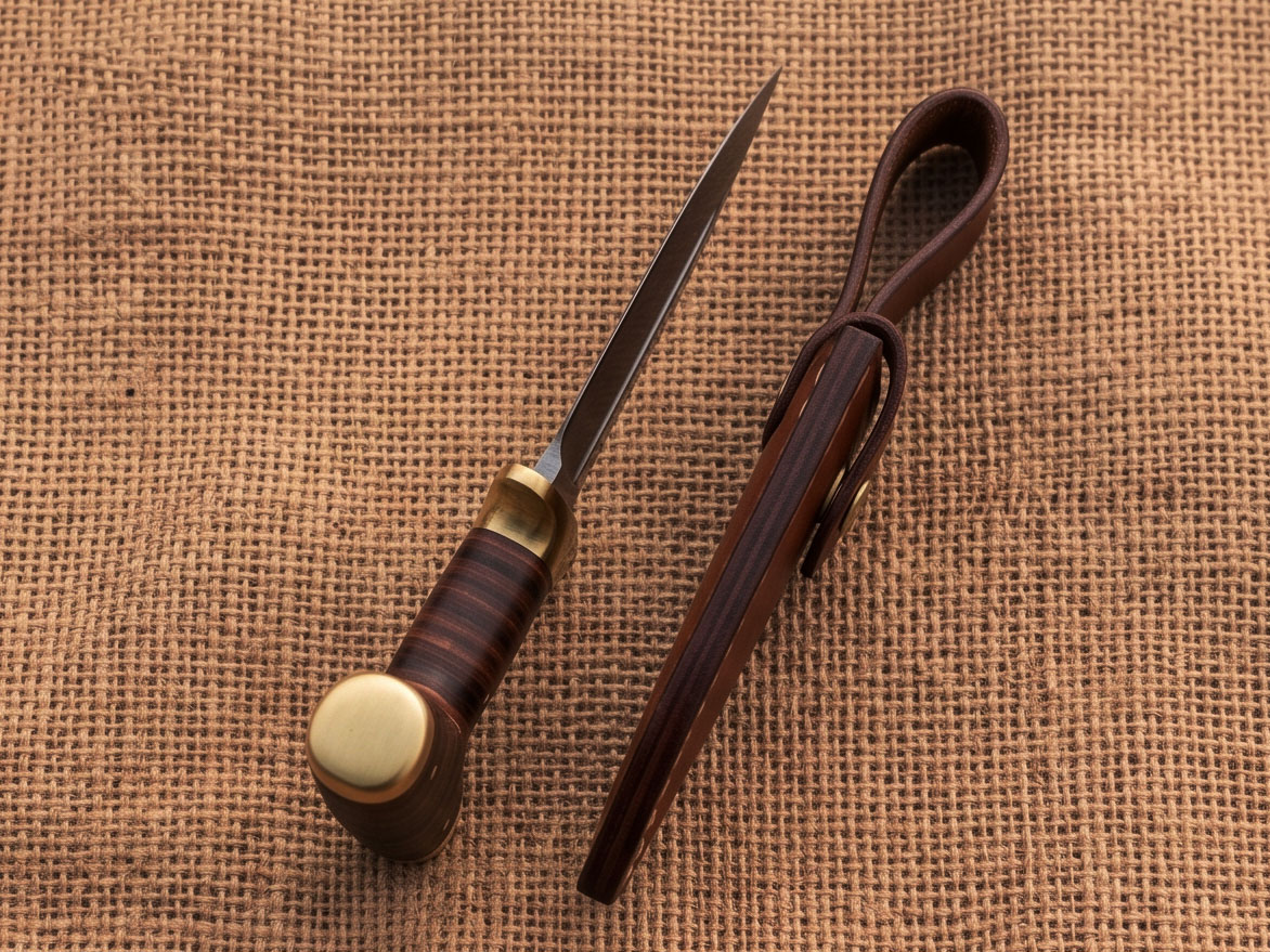 Brass Sentinel Handmade D2 Steel Push Dagger with Stacked Leather Handle, Brass Guard & Pommel | Traditional Collector Knife | BMK-1202 - view 4