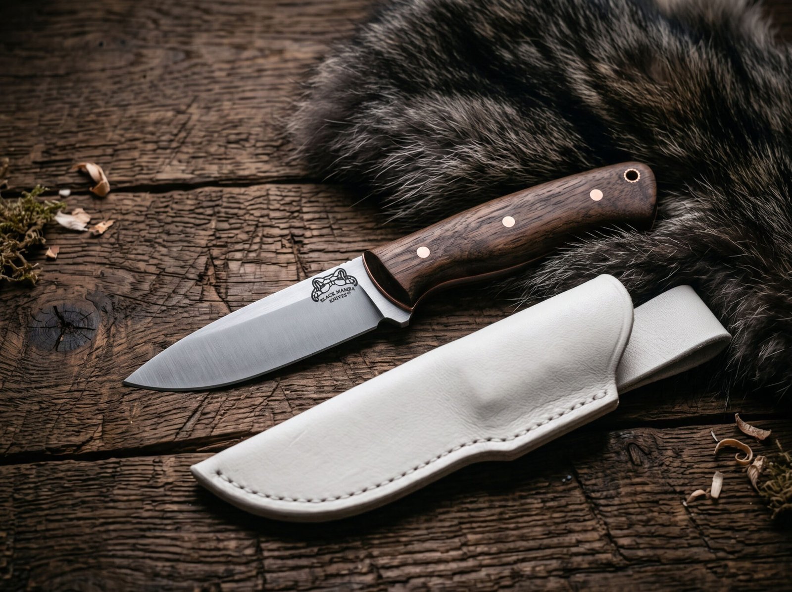 Hazel Drift Handmade D2 Steel Drop Point Ladies Knife with Walnut Wood Handle & White Leather Sheath | Women’s Everyday Knife | BMK-1203 - view 6