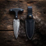 Nightspike Handmade Damascus Push Dagger with Black G10 Handle, Red Liners & Leather Sheath | Collector EDC Knife | BMK-1191