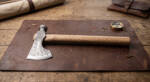 Anvil Oak hand forged high carbon steel hatchet tomahawk axe with hammer stamped forge texture and American oak haft