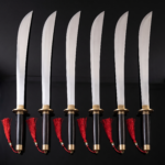Set of 6 matching knives: Black Lotus Handmade D2 Steel Chinese Dao Sabre