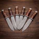Set of 6 matching knives: Black Mamba Wildwood Warden Handmade Damascus Steel with