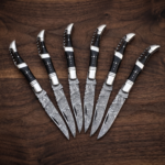 Set of 6 matching knives: Black Sonata 4.75 Inches Damascus Laguiole Knife Handmade