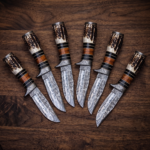 Set of 6 matching knives: Bobcat Knife 9.8″ Long 5″ Blade 9.8oz Hunting Fixed Blade