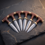 Set of 6 matching knives: Brass Sentinel Handmade D2 Steel Push Dagger