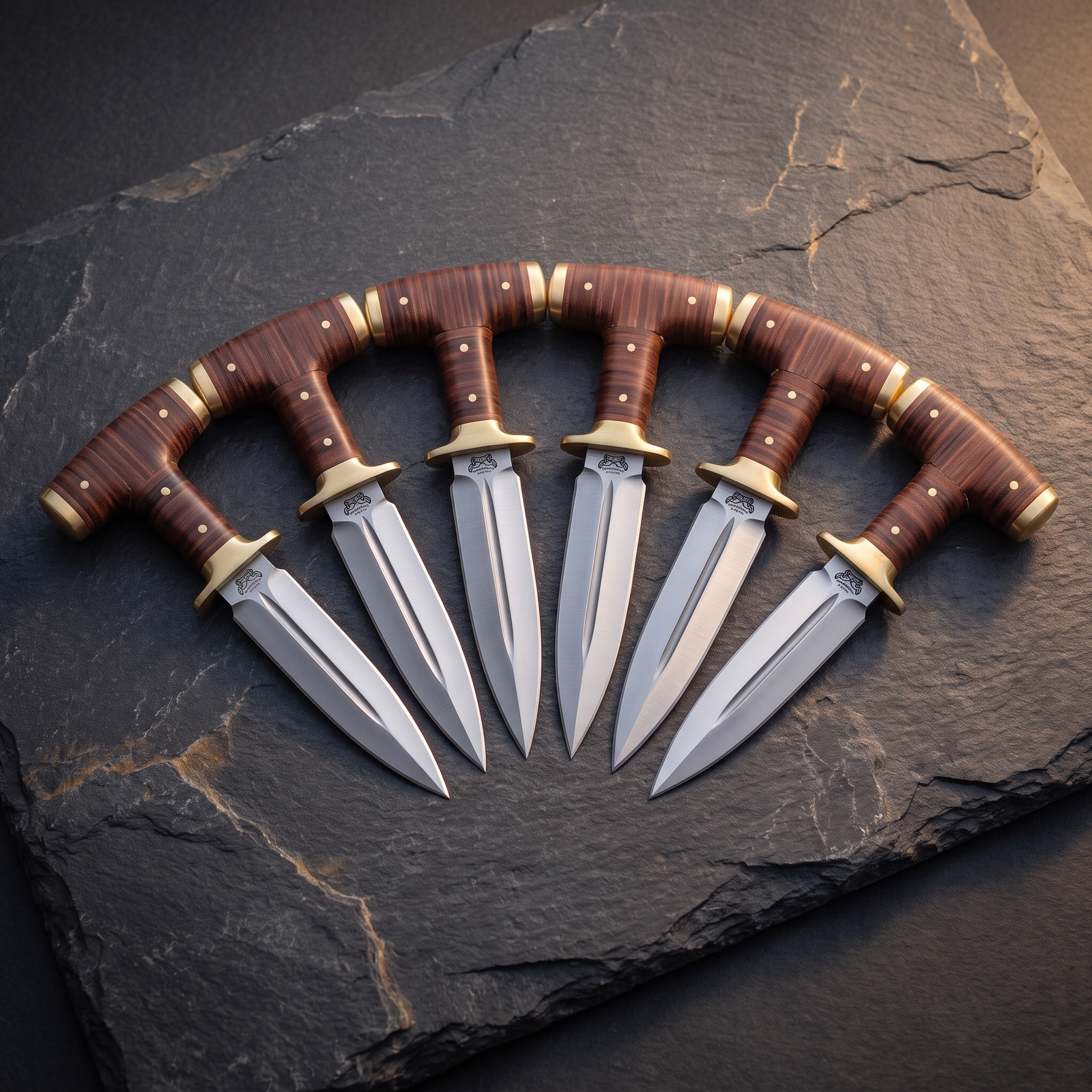 Set of 6 Brass Sentinel Handmade D2 Steel Push Dagger | Groomsmen Gift Set | BMK-1202-S6