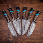 Set of 6 matching knives: Chihuahuan Snake 8.7 Inches Long 4.6 Inches Blade 5.6 Ounce
