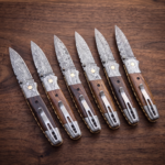 Set of 6 matching knives: Dugite 7.2″ Long 3.2″ Blade” 5oz Damascus Pocket Knife