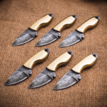 Set of 6 matching knives: Golden Talon Hand Forged Blade with Brass Handle