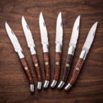 Set of 6 matching knives: Hand Forged Steel Laguiole Steak Knife Handmade Pocket
